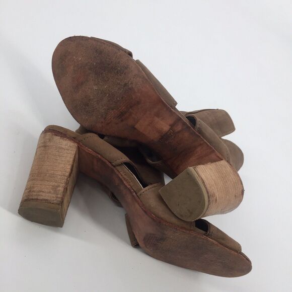 Free People Effie Leather Peep Toe Ankle Bootie 40 US 10 Womens Brown Distressed - Picture 6 of 10